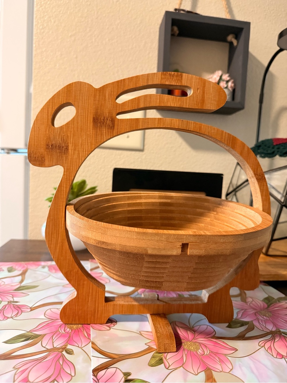 Bamboo Bunny Basket with Collapsible Bowl